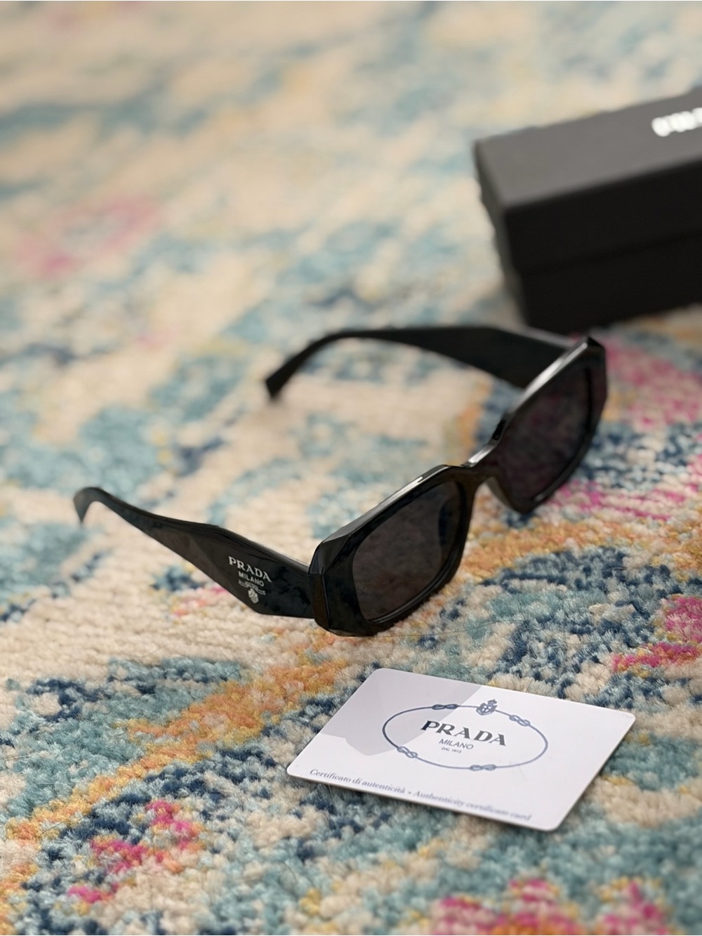 Prada Matte Black Rectangular Sunglasses - Picture 3 of 11